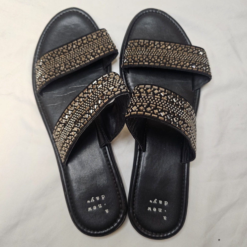 a new day Black and Gold Flats Size 8.5